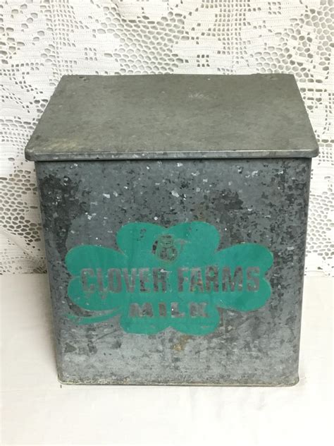 vintage galvanized metal insulated dairy box|vintage galvanized milk boxes.